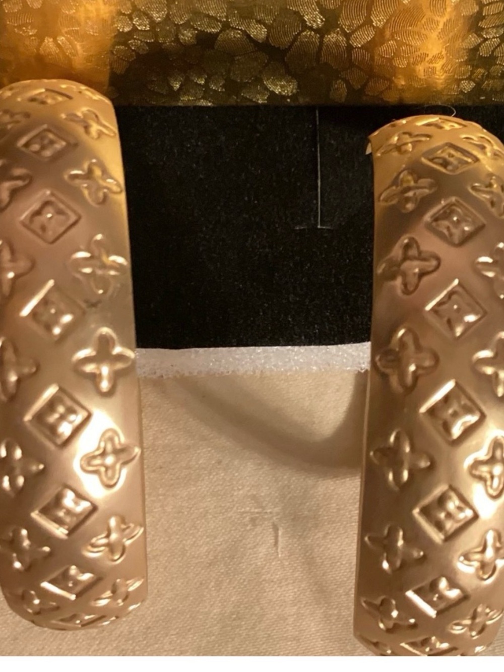 Gold Patterned Wide Hoop Earrings - Women Accessories